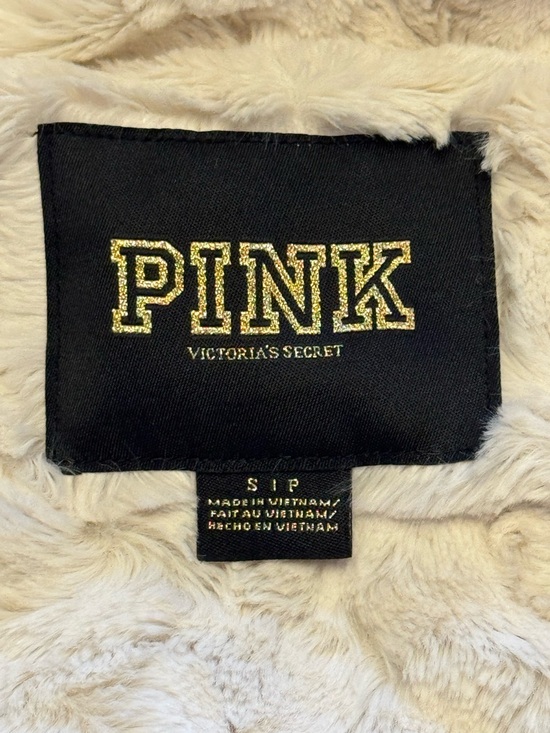 VS PINK VINTAGE Y2K FUR LINED ZIP HOODIE SWEATSHIRT PURPLE 86 BLING LOGO RARE S - Picture 7 of 11